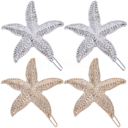 4Pcs 2 Colors Zinc Alloy Hair Barrettes PHAR-SP0001-24-1