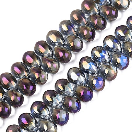 Electroplate Baking Paint Transparent Glass Beads Strands GL-N005-02A-C04-1