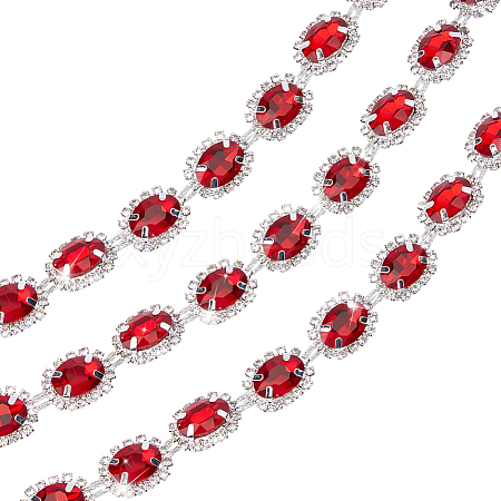1 Yard Brass Glass Rhinestone Chains KK-NB0003-96A-1