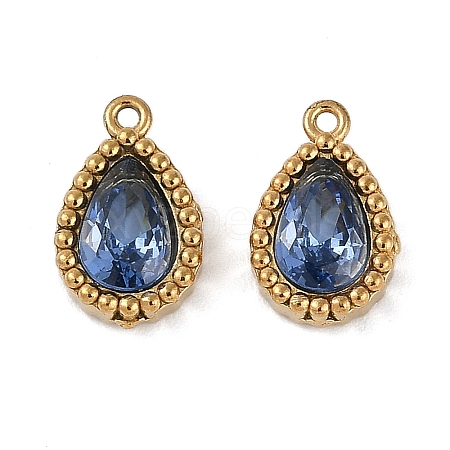 Ion Plating(IP) 304 Stainless Steel Micro Pave Cubic Zirconia Charms STAS-K256-20G-01-1