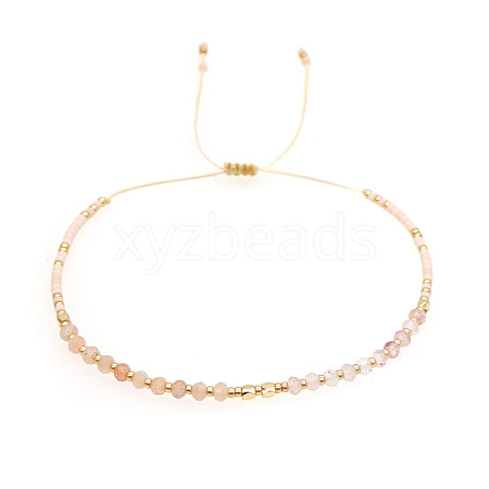 Adjustable Glass Seed Bead Braided Bead Bracelets for Women VT9382-53-1