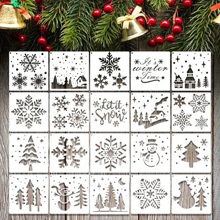 20Pcs Christmas PET Painting Stencils LS-DIY-D001-10-1