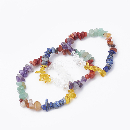 Natural Gemstone Stretch Bracelets G-S299-68-1