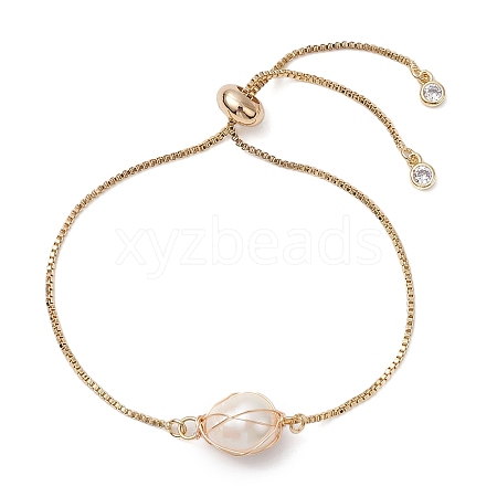 Freshwater Pearl  Slider Ring BJEW-JB11132-1