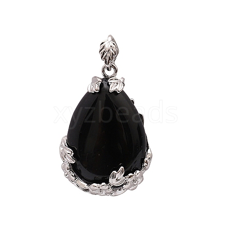 Natural Black Stone Pendants PW-WG59319-03-1