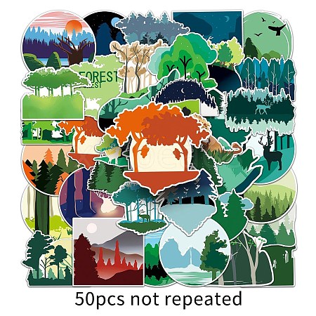 50Pcs Forest PET Waterproof Stickers PW-WGED028-01-1