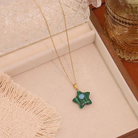 Synthetic Malachite Pendant Necklaces WG2F85E-01-1