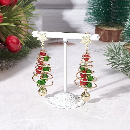 Brass Imitation Austrian Crystal Dangle Stud Earrings EJEW-TA00737-1