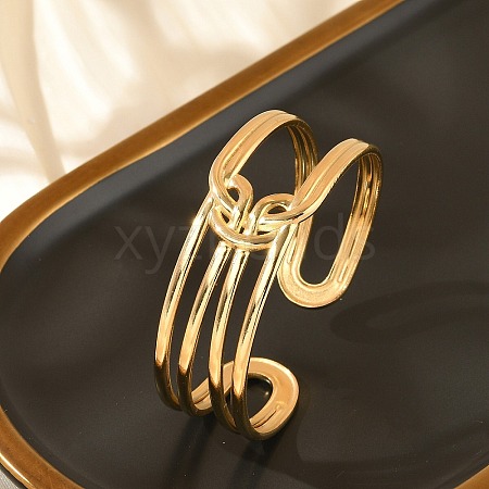 304 Stainless Steel Cuff Bangles for Women BJEW-B120-04G-04-1