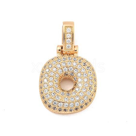 Brass Micro Pave Clear Cubic Zirconia Pendants KK-B099-01G-O-1