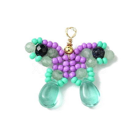 Beaded Butterfly Charms PALLOY-MZ00430-02-1