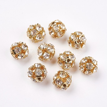 Brass Clear Rhinestone Beads RB-A017-8mm-G-1