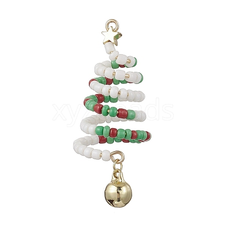 Glass Seed Beaded Christmas Tree Big Pendants PALLOY-TA00330-03-1