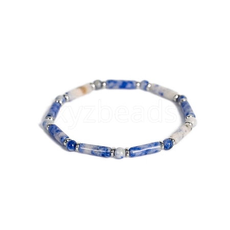 Natural Blue Spot Jasper Bead Stretch Bracelets PW-WG50993-04-1