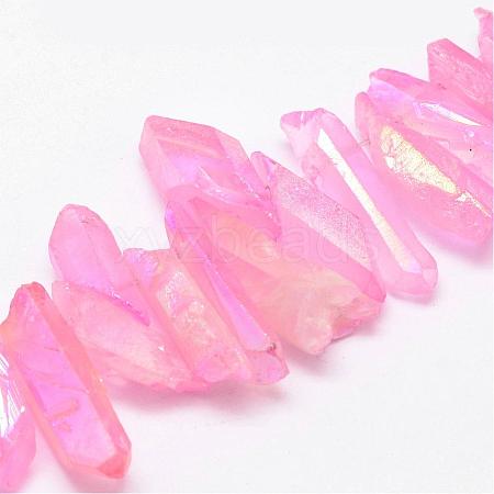 Electroplated Natural Quartz Crystal Bead Strands G-G896-03-1