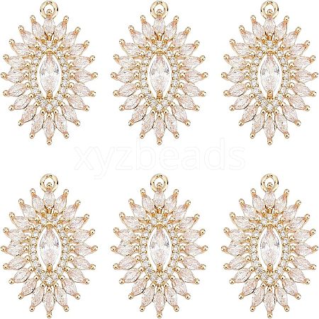 Fingerinspire Brass Micro Pave Clear Cubic Zirconia Pendants ZIRC-FG0001-01-1