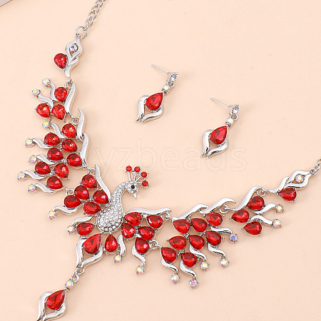 Alloy Rhinestone Pendant Necklaces & Earrings Sets for Women WGE8301-11-1