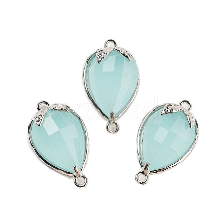 Cat Eye Faceted Teardrop Connector Charms G-B081-02P-03-1