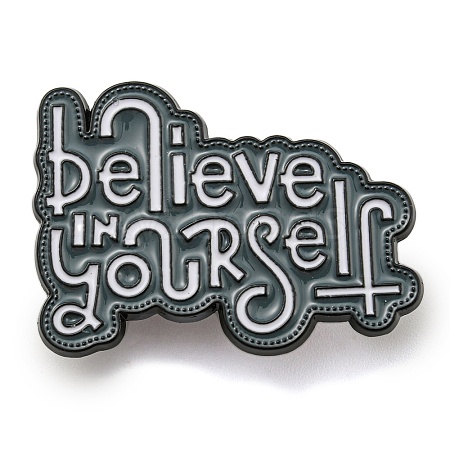 Inspirational Word Black Alloy Brooches JEWB-G037-01C-1