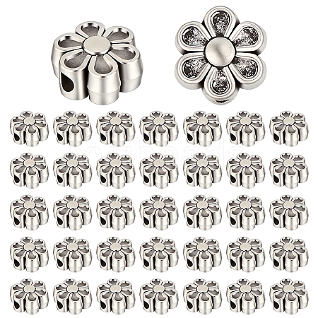 6 Starnds Tibetan Style Flower Alloy Bead Strands TIBEB-ME0001-12-NR-1