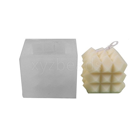 Cuboid DIY Candle Food Grade Silicone Molds with Diamond Shape Ball DIY-B034-12-1