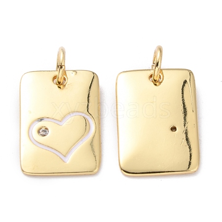 Brass Enamel Cubic Zirconia Pendants ZIRC-O044-11B-G-1