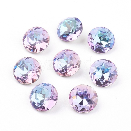 Pointed Back & Back Plated Glass Rhinestone Cabochons X-RGLA-J012-8mm-001VL-1