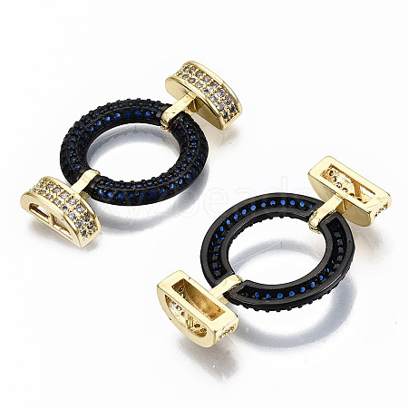 Brass Micro Pave Cubic Zirconia Links Connectors KK-S061-44B-NR-1