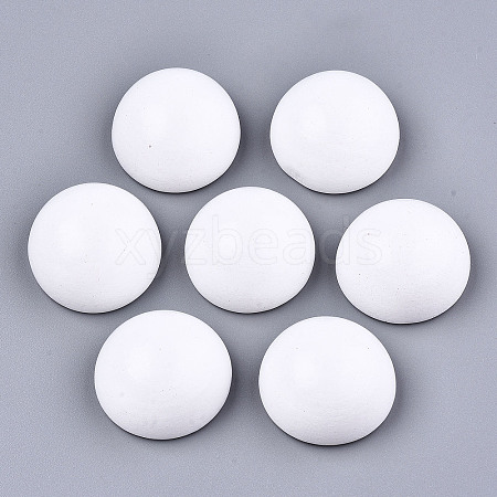 Spray Painted White Wood Cabochons WOOD-TAC0001-23C-1