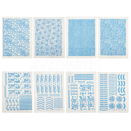 BENECREAT 8 Sheets 8 Styles Paper Ceramic Decals DIY-BC0012-05B-1