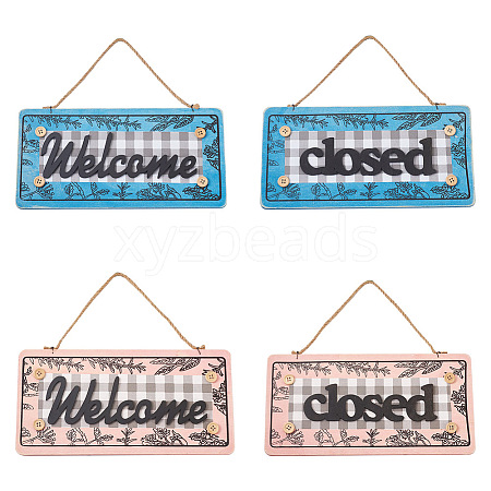 Crafans 2Pcs 2 Color Wooden Doorplate Decorations AJEW-CF0001-09-1