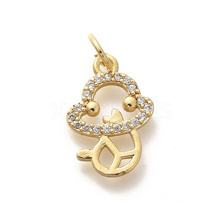 Rack Plating Brass Micro Pave Cubic Zirconia Pendants KK-H508-28G-09-1