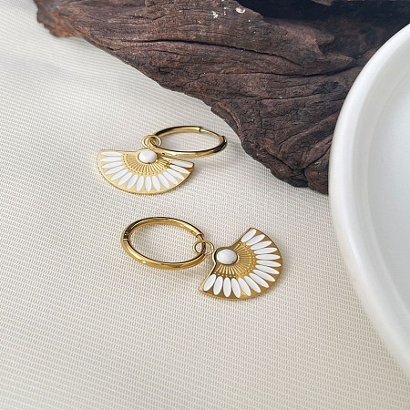 Alloy Enamel Fan Hoop Earrings FS-WGDB6C8-02-1