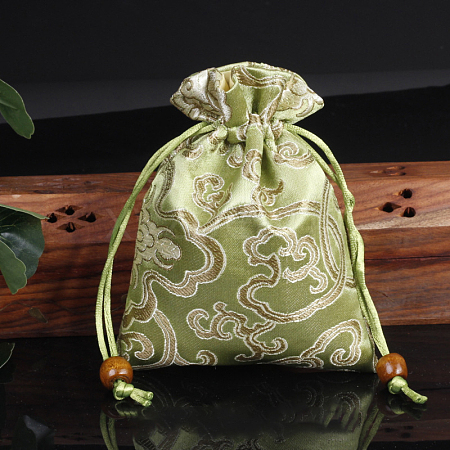Chinese Style Flower Pattern Satin Jewelry Packing Pouches PW-WG37271-17-1