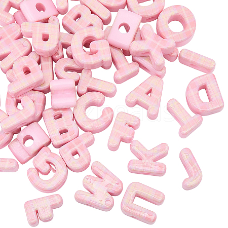 50Pcs Printed Opaque Acrylic European Beads MACR-SP0002-21A-1