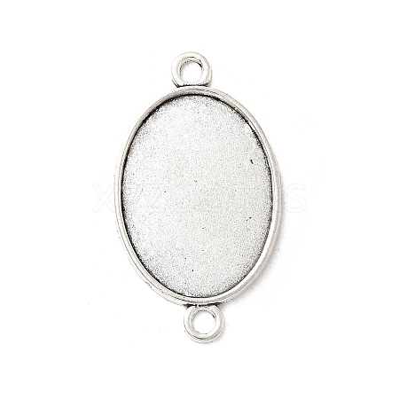 Antique Silver Tibetan Style Alloy Flat Oval Cabochon Connector Settings TIBE-M022-05AS-1