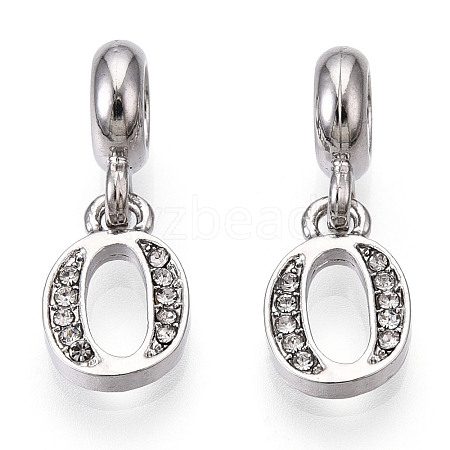 Platinum Rack Plating Alloy Rhinestone European Dangle Charms PALLOY-T048-36P-O-1