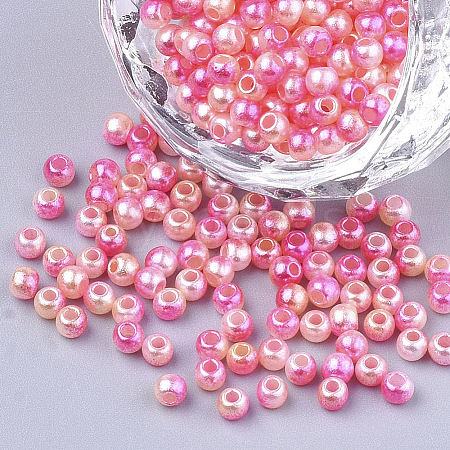 Rainbow ABS Plastic Imitation Pearl Beads X-OACR-Q174-6mm-04-1