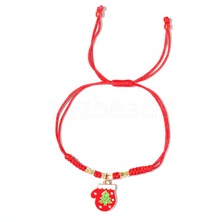 Christmas Theme Adjustable Glass Braided Bead Bracelets KU7827-2-1