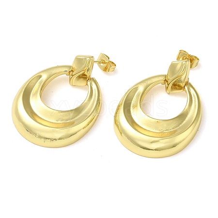 Donut Brass Dangle Stud Earrings EJEW-G373-01G-1