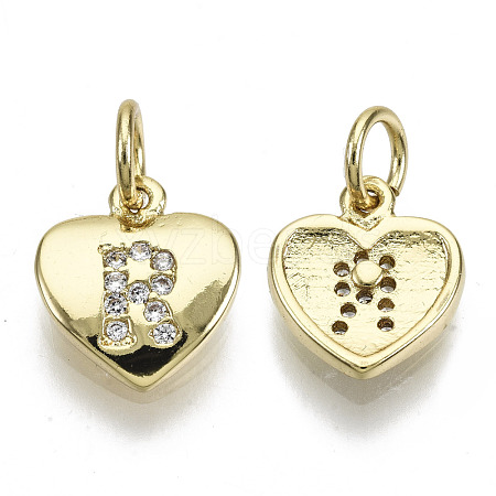 Brass Micro Pave Clear Cubic Zirconia Charms KK-N227-34R-NF-1