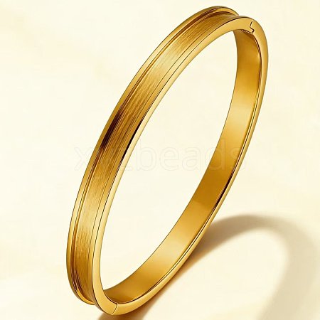 304 Stainless Steel Grooved Cuff Bangles WG866B9-02-1