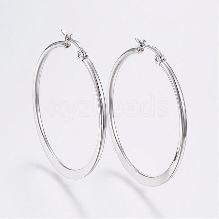 304 Stainless Steel Big Hoop Earrings EJEW-F105-19P-1