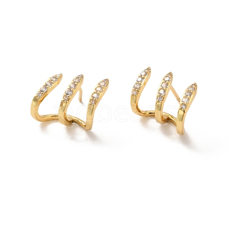 Clear Cubic Zirconia Claw Stud Earrings EJEW-K093-14G-1