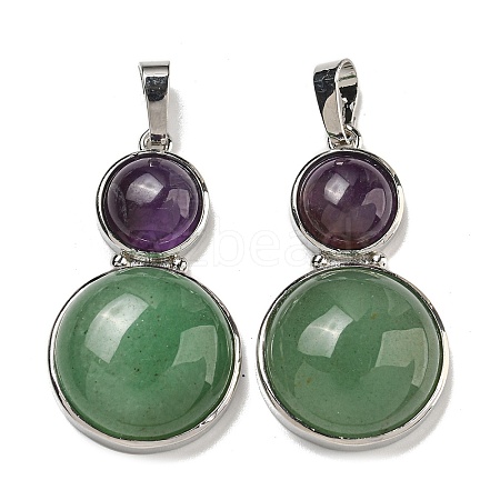 Natural Green Aventurine & Natural Amethyst Pendants G-G147-06P-05-1