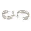 Brass Micro Pave Clear Cubic Zirconia Half Hoop Earrings EJEW-L234-031-3