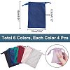 HOBBIESAY 24Pcs 6 Colors Velvet Jewelry Drawstring Bags TP-HY0001-05B-2