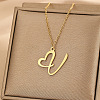 304 Stainless Steel Heart Initial Pendant Necklaces for Women Men FS-WG51A4F-16-1