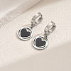 Stainless Steel Flat Round with Hollow Heart Hoop Earrings Daily Holiday Accessories OM1741-1-5