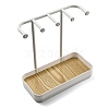 Plastic Jewelry Display Stand with Wood Tray AJEW-Z032-02B-3